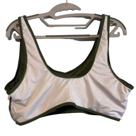 Bikini Swim Top Green Criss Cross Size XL - Picture 13 of 14